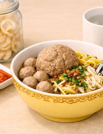 Semangkuk rawon daging kuah hitam pekat khas Surabaya