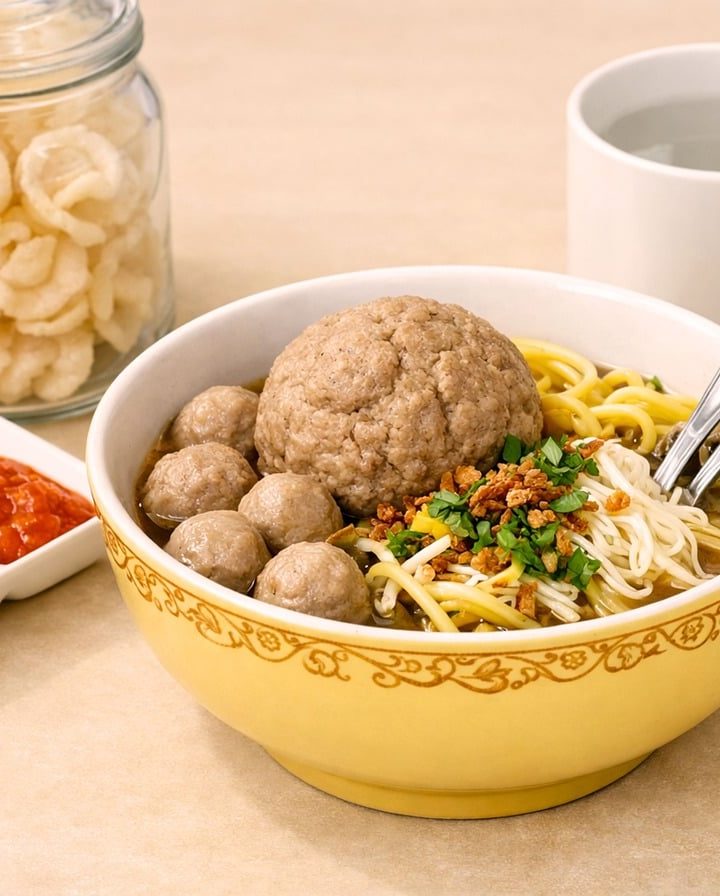 Semangkuk rawon daging kuah hitam pekat khas Surabaya